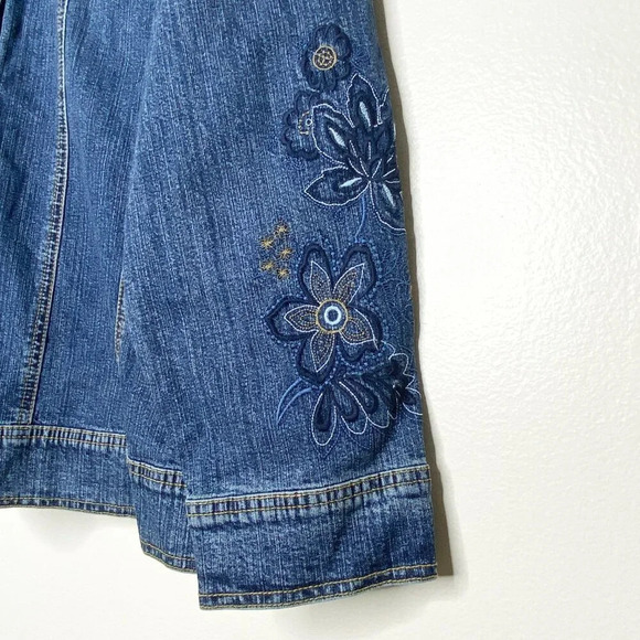 NWT Liz & Me Floral Embroidered Denim Jean Jacket Boho Plus Size 0X Blue - Picture 4 of 12